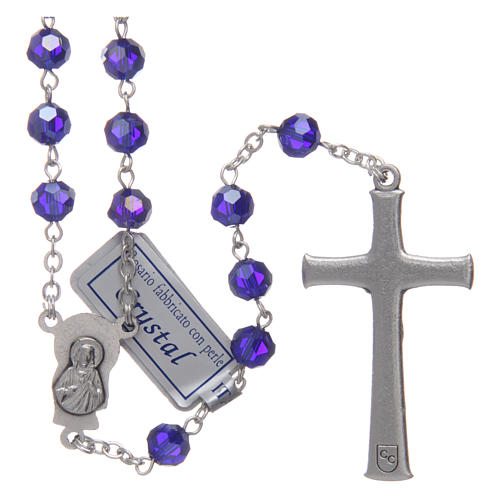 Rosary in blue crystal and oxidised metal 2