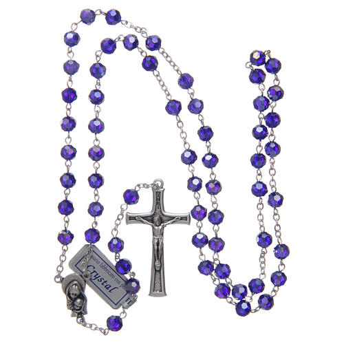 Rosary in blue crystal and oxidised metal 4