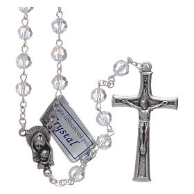 Rosary in white crystal and oxidised metal