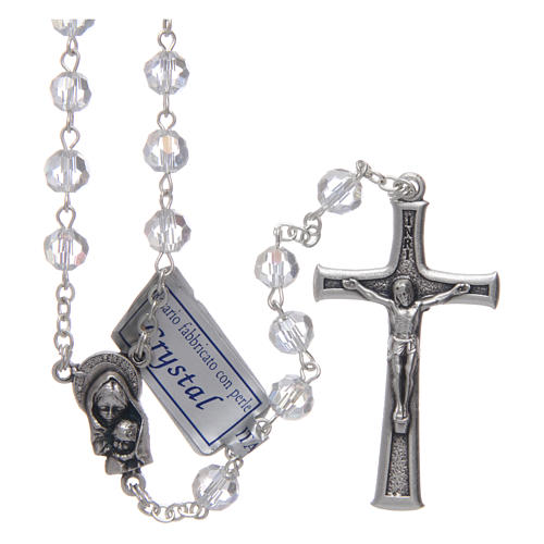Rosary in white crystal and oxidised metal 1