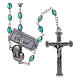 Rosary in emerald crystal with cross and center piece in oxidised metal s1