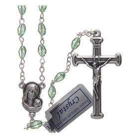 Różaniec zielony kryształ podłużny krzyż i łącznik metal oksydowany