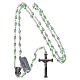Rosary in green crystal with cross and center piece in oxidised metal s4