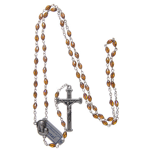 Rosary in smoky grey crystal with cross and center piece in oxidised metal 4