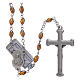 Rosary in smoky grey crystal with cross and center piece in oxidised metal s2