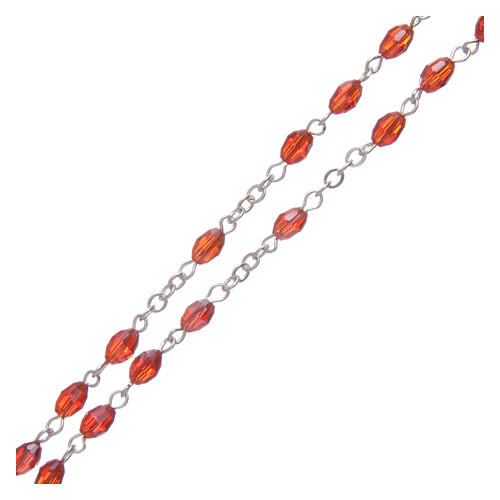 Różaniec rubinowy kryształ podłużny krzyż i łącznik metal oksydowany 3