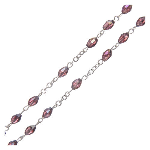 Rosenkranz aus Metall mit Kristallperlen Amethyst 3