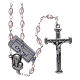Rosary in pink crystal with cross and center piece in oxidised metal s1