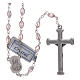 Rosary in pink crystal with cross and center piece in oxidised metal s2