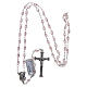 Rosary in pink crystal with cross and center piece in oxidised metal s4