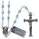 Rosary in aqua green crystal with cross and center piece in oxidised metal s1