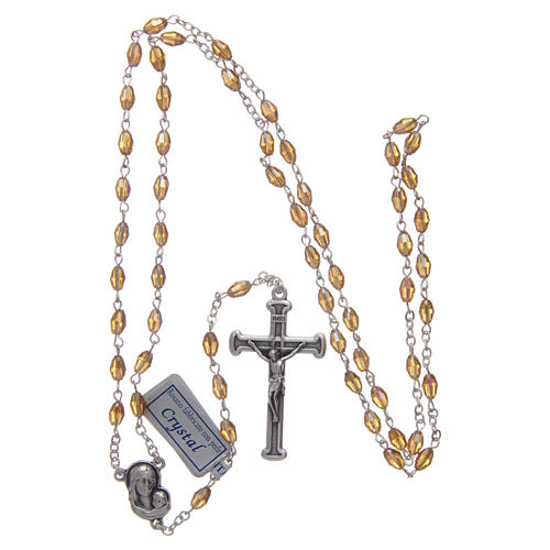 Rosary in gold crystal with cross and center piece in oxidised metal 4
