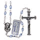 Rosary in sapphire crystal with cross and center piece in oxidised metal s1