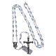 Różaniec szafirowy kryształ podłużny krzyż i łącznik metal oksydowany s4