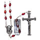 Rosary in garnet crystal with cross and center piece in oxidised metal s1