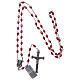 Rosary in garnet crystal with cross and center piece in oxidised metal s4