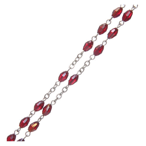 Rosary in garnet crystal with cross and center piece in oxidised metal 3