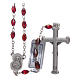 Rosary in garnet crystal with cross and center piece in oxidised metal s2