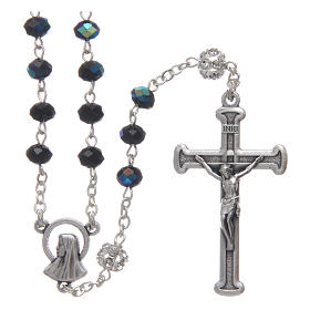 Rosary in metal with crystal grains beetle colour
