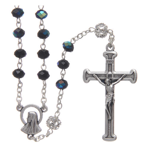 Rosary in metal with crystal grains beetle colour 1