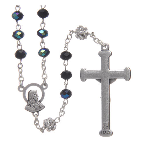 Rosary in metal with crystal grains beetle colour 2