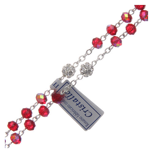 Rosary in metal with ruby crystal grains 3