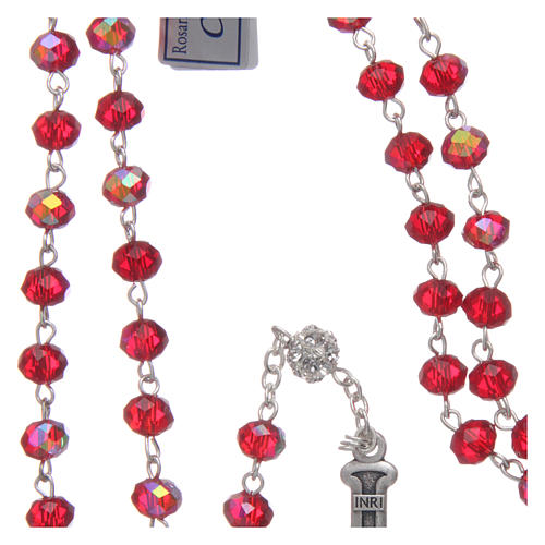 Rosary in metal with ruby crystal grains 4