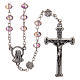 Rosary in metal with crystal grains, pink s1