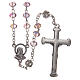 Rosary in metal with crystal grains, pink s2