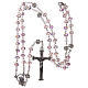 Rosary in metal with crystal grains, pink s4