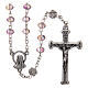 Metal rosary with pink crystal beads s1
