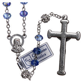 Rosary in metal with sapphire crystal grains