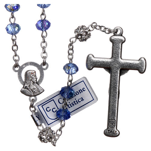 Rosary in metal with sapphire crystal grains 2