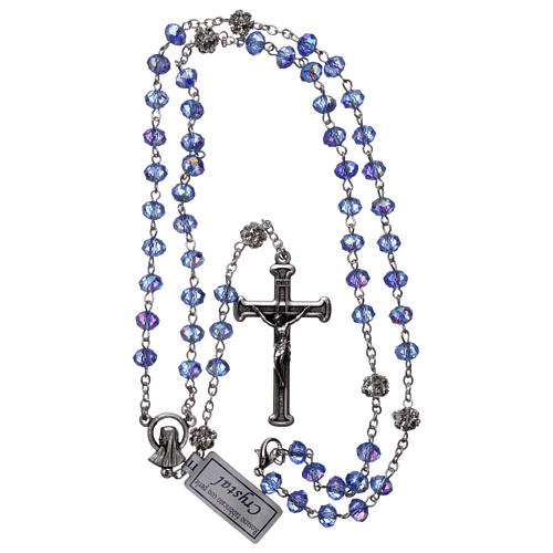 Rosary in metal with sapphire crystal grains 4