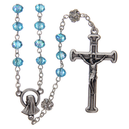 Metal rosary with water color crystal beads 1