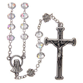 Rosary in metal with crystal grains