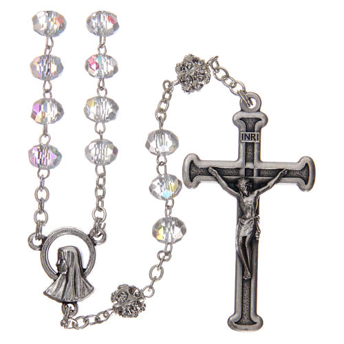 Rosary in metal with crystal grains 1