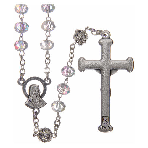 Rosary in metal with crystal grains 2