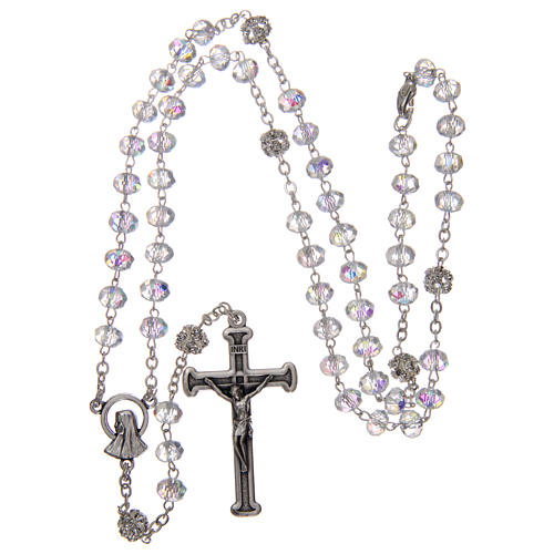 Rosary in metal with crystal grains 4