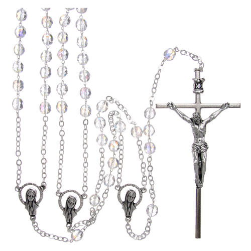 Rosary in crystal and metal silver for wedding 1