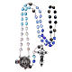 Rosary in crystal with blue shade, talking center piece ITALIAN 8 mm s4