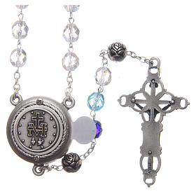 Rosary in crystal with blue shades and talking center piece in ENGLISH 8 mm