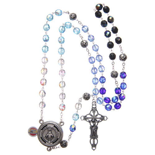 Rosenkranz mit blauen Kristallperlen und Gebet auf Spanisch, 8 mm 4
