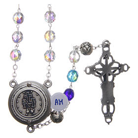 Crystal rosary with blue shades and talking center piece FRENCH 8 mm