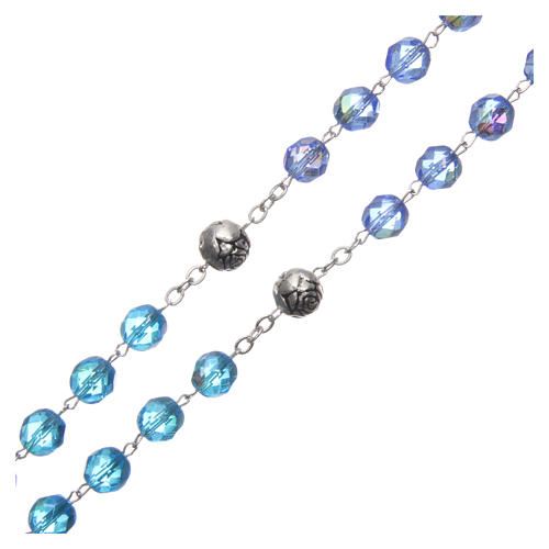 Różaniec elektroniczny kryształ odcienie niebieskiego łącznik głośnomówiący FR 8 mm 3