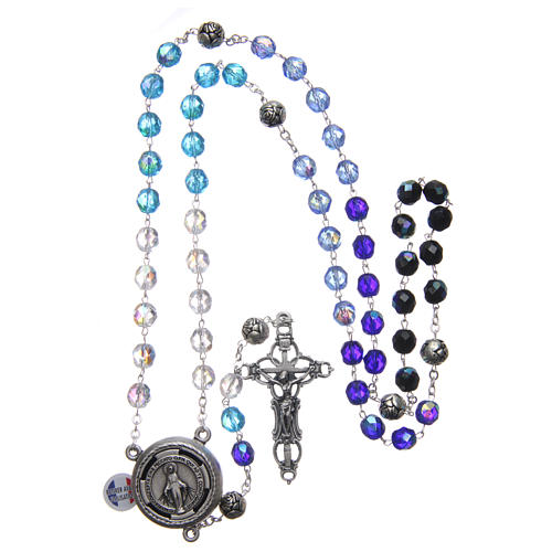 Crystal rosary with blue shades and talking center piece FRENCH 8 mm 4