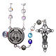 Crystal rosary with blue shades and talking center piece FRENCH 8 mm s1
