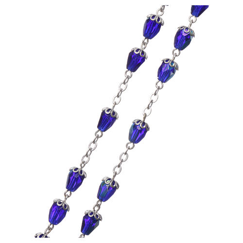 Rosary in semi-crystal glass 6x3 mm grains, blue 3