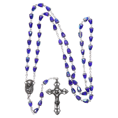 Rosary in semi-crystal glass 6x3 mm grains, blue 4