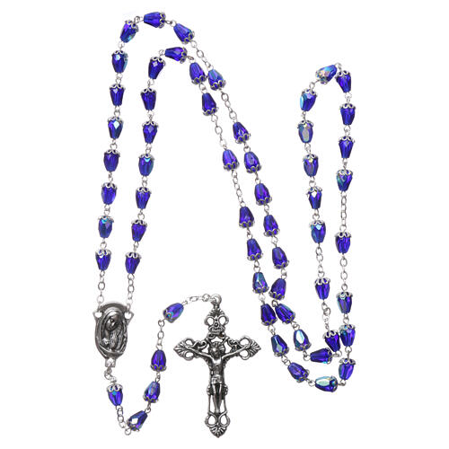 Crystal blue rosary 6x3 mm beads 4